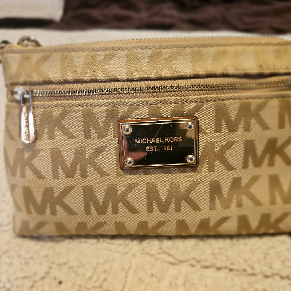 Michael Kors Tan Monogram Clutch